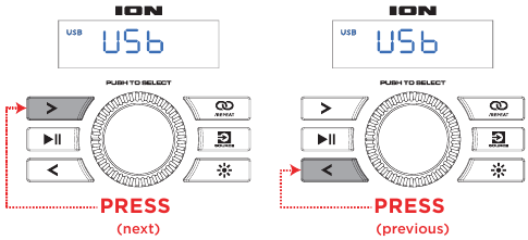 USB-modus Bediening - Het nummer verschuiven