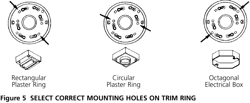 Selecteer de juiste montagegaten op de trimring