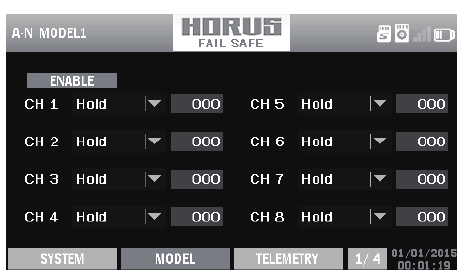 Modelinstelling voor interne RF-module - Stap 2