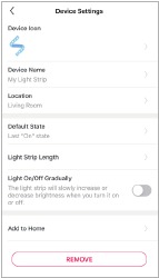 Schermafbeelding van de apparaatinstellingen in de Tapo App met de optie om het apparaat te verwijderen.