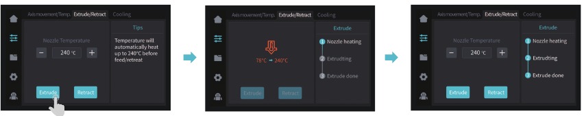 Extruderen, Filament terugtrekken - Extruderen