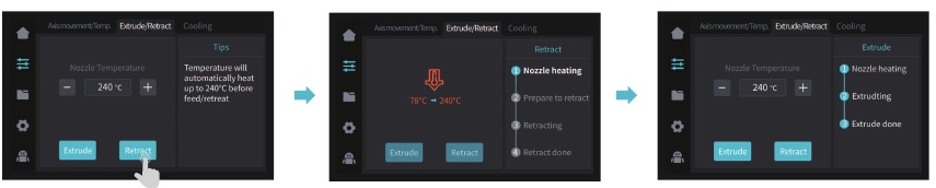 Extruderen, Filament terugtrekken - Filament terugtrekken