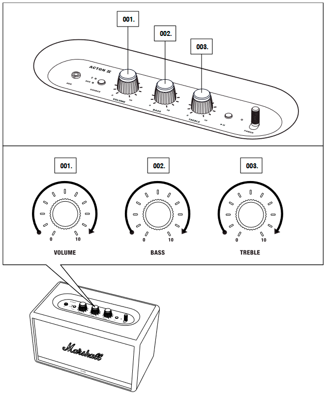 HET VOLUME/DE BASS/DE HOGE TONEN AANPASSEN