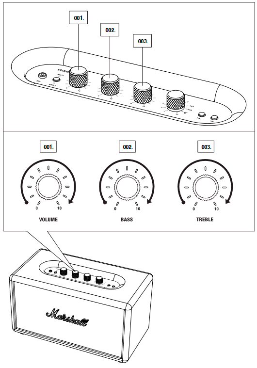HET VOLUME/BASS/TREBLE AANPASSEN