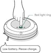 Afbeelding van een rode lichtring op de Roomba
