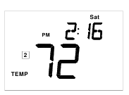 Thermostaat display met tijd en temperatuur