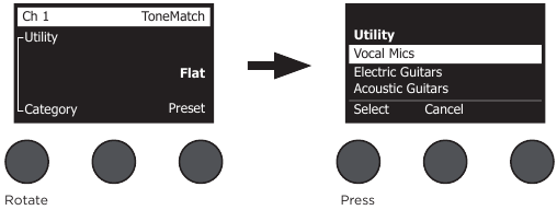 Een ToneMatch-preset selecteren - Stap 1