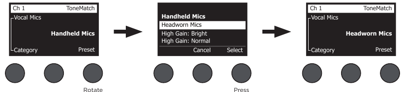 Een ToneMatch-preset selecteren - Stap 2