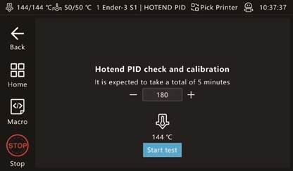 HOTEND PID-kalibratie