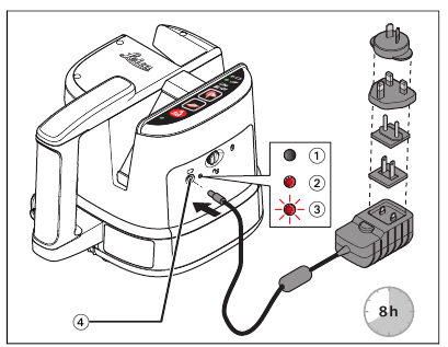 Opladen van de oplaadbare batterij / eerste keer gebruik