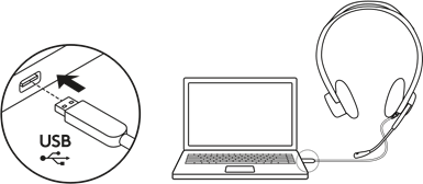 DE HEADSET AANSLUITEN