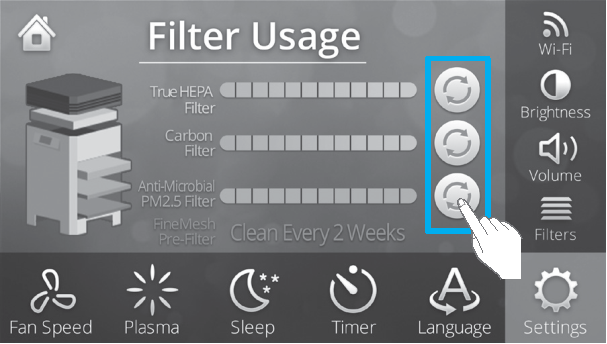 De filters resetten - Stap 2