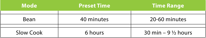 Auto Preset tijden voor bonen