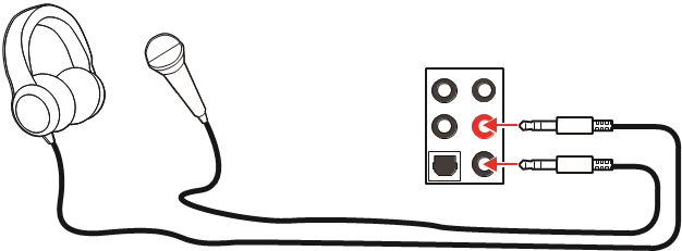 Audiostekkers naar hoofdtelefoon- en microfoondiagram