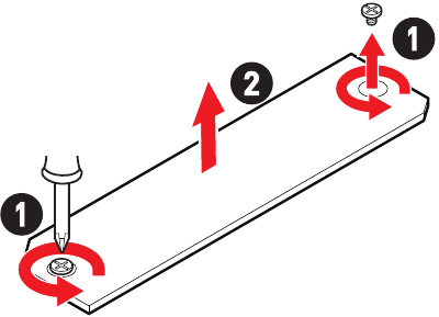 M.2-module installeren in de M2_2-sleuf - Stap 1