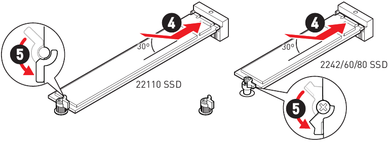 M.2-module in M2_1-slot installeren - Stap 3