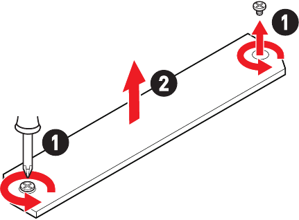 M.2-module in M2_1-slot installeren - Stap 1
