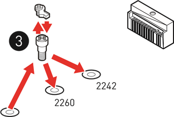 M.2-module in M2_3- en M2_4-slots installeren - Stap 3