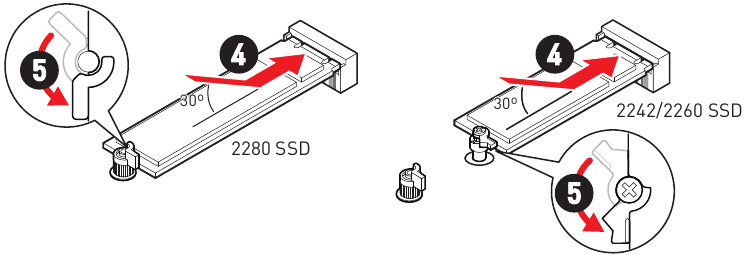 M.2-module in M2_3- en M2_4-slots installeren - Stap 4