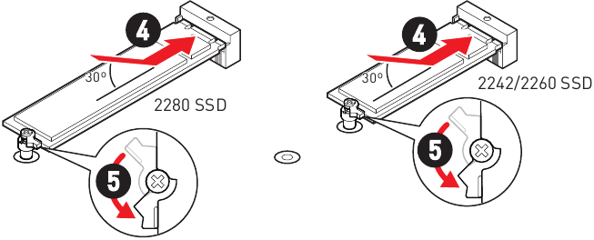 M.2-module in M2_3- en M2_4-slots installeren - Stap 5