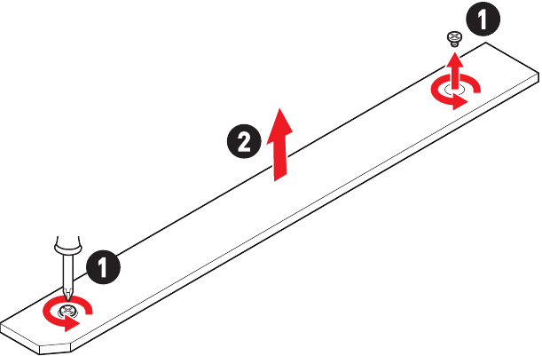 M.2-module in M2_3- en M2_4-slots installeren - Stap 1