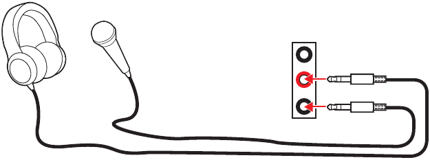 Audiosockets voor hoofdtelefoon- en microfoondiagram