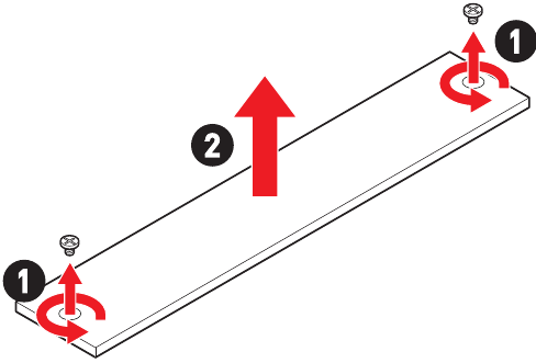 M.2-module installeren in de M2_1-sleuf - Stap 1