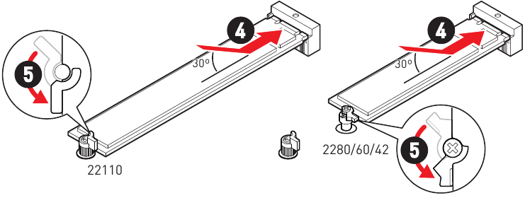 M.2-module installeren in M2_1-sleuf - Stap 3