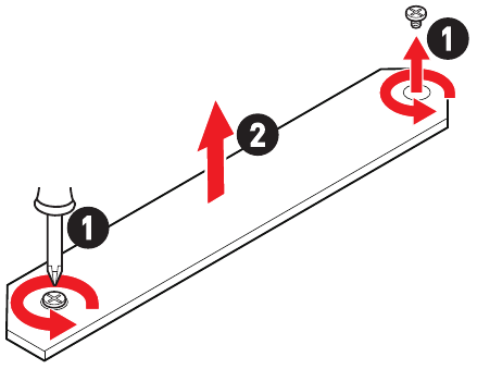 M.2-module installeren in M2_1-sleuf - Stap 1