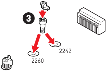 M.2-module installeren in M2_2 & M2_3 - Stap 2