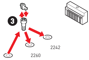M.2-module installeren in M2_2 & M2_3 - Stap 3