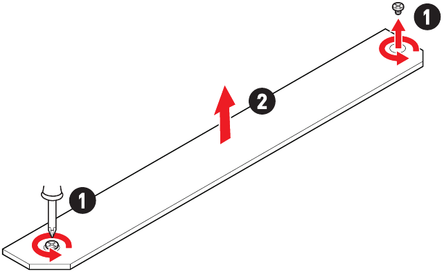 M.2-module installeren in M2_2 & M2_3 - Stap 1