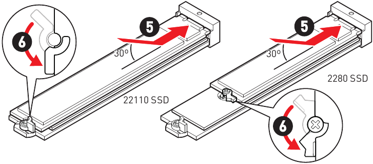 M.2-module in M2_1-sleuf installeren - Stap 4
