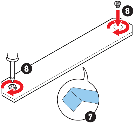 M.2-module in M2_1-sleuf installeren - Stap 5