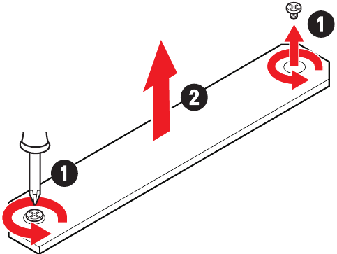 M.2-module in M2_1-sleuf installeren - Stap 1