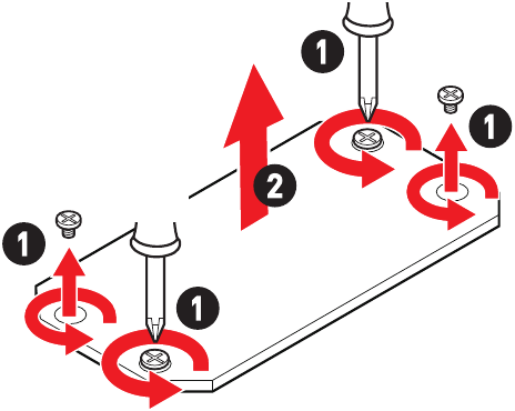 M.2-module installeren in M2_2- & M2_3-sleuven