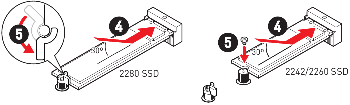 M.2-module installeren in M2_1-sleuf - Stap 3