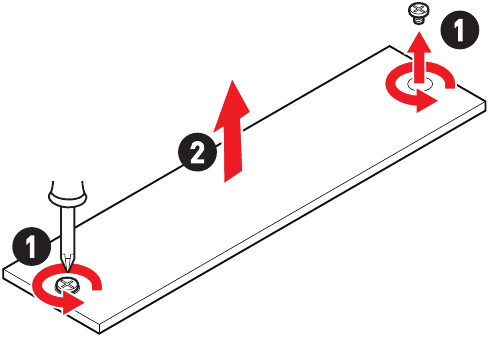 M.2-module installeren in M2_1-sleuf - Stap 1