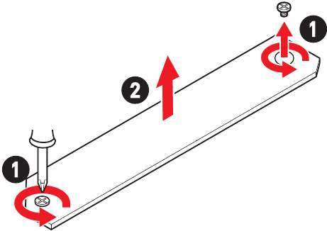 M.2-module installeren in M2_1-sleuf - Stap 1