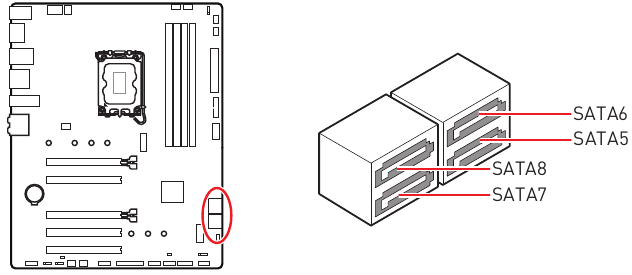 SATA5~8: SATA 6Gb/s-connectoren