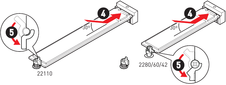 M.2-module in M2_1-sleuf installeren - Stap 3