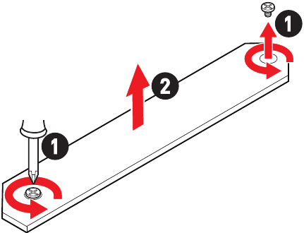 M.2-module in M2_1-sleuf installeren - Stap 1