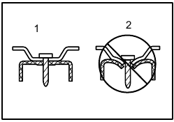 Nail driven to a proper depth Nail driven too deep will cause deformation of workpieces
