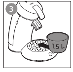Kom onder de koffietuit plaatsen