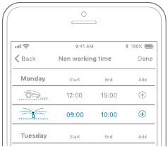 App-scherm met instellingen voor de maaitijd