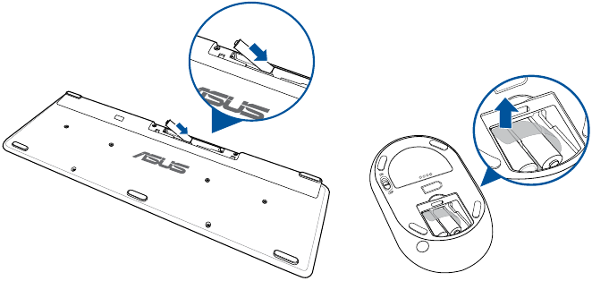 Het draadloze keyboard en de draadloze muis aansluiten - Stap 1