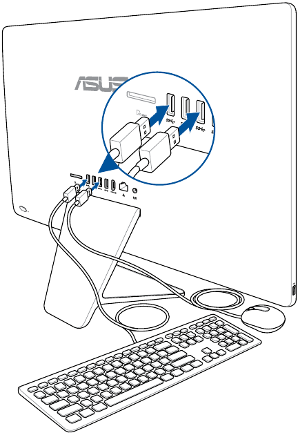 Setup - Een bedraad keyboard en een bedrade muis aansluiten