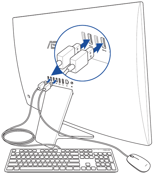 Een bekabeld toetsenbord en muis aansluiten