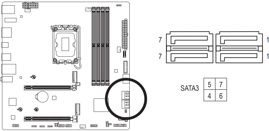 SATA3 4/5/6/7 (SATA 6Gb/s Connectoren)