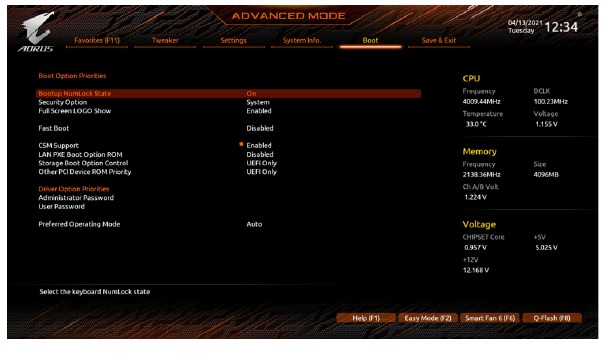 Opties voor opstarten in BIOS Setup